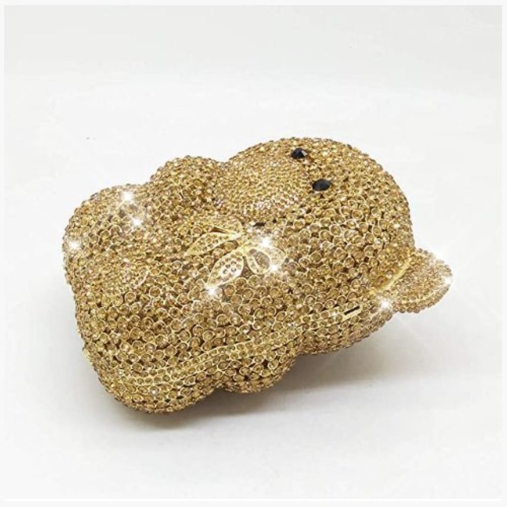 NEW Sparkling Bling Crystal Rhinestone Panda Bear Bag Clutch Purse +Gift - Picture 11 of 16